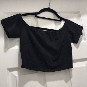 LF black off the shoulder crop top